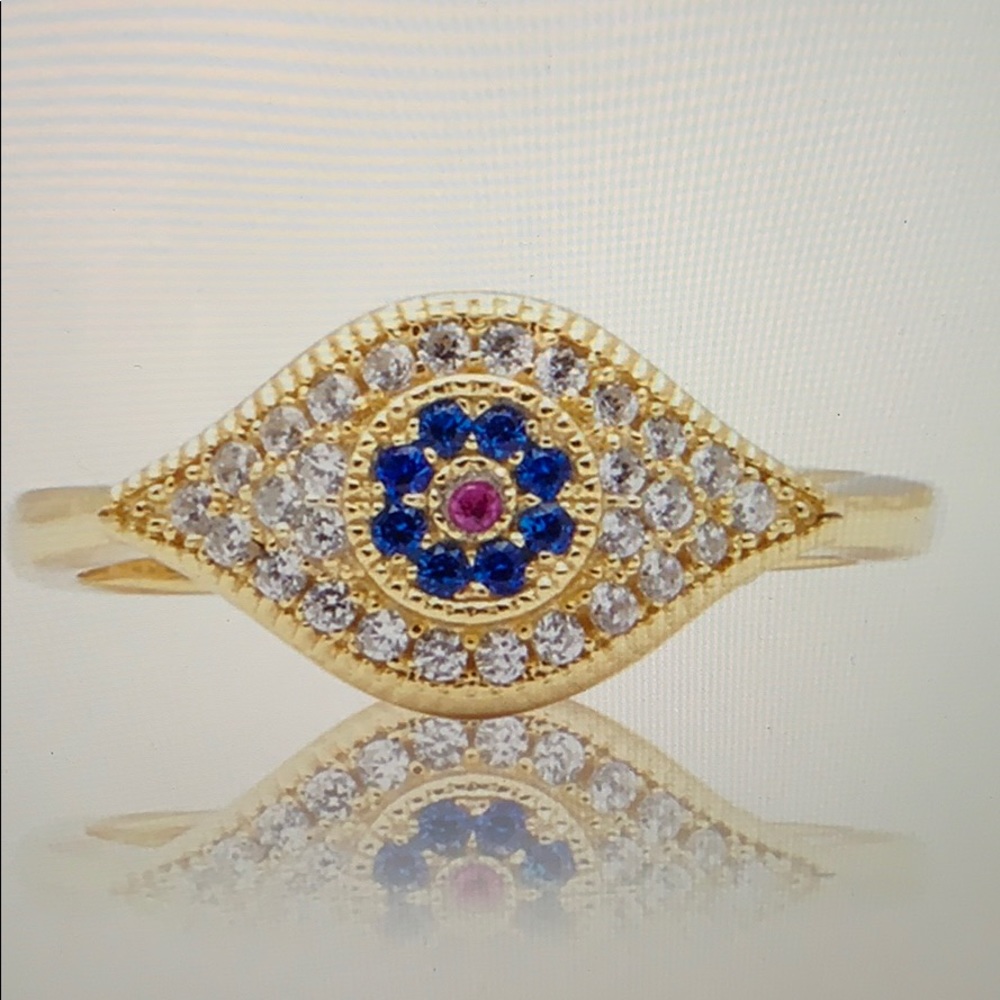 Beautiful Nialaya Evil Eye Gold Plated Ring
